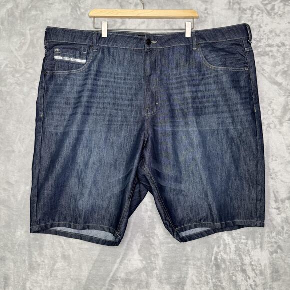 Ecko Unltd Shorts Mens 48 Blue Denim Dark Wash Embroidered Rhino Logo Y2K Baggy - Picture 2 of 10